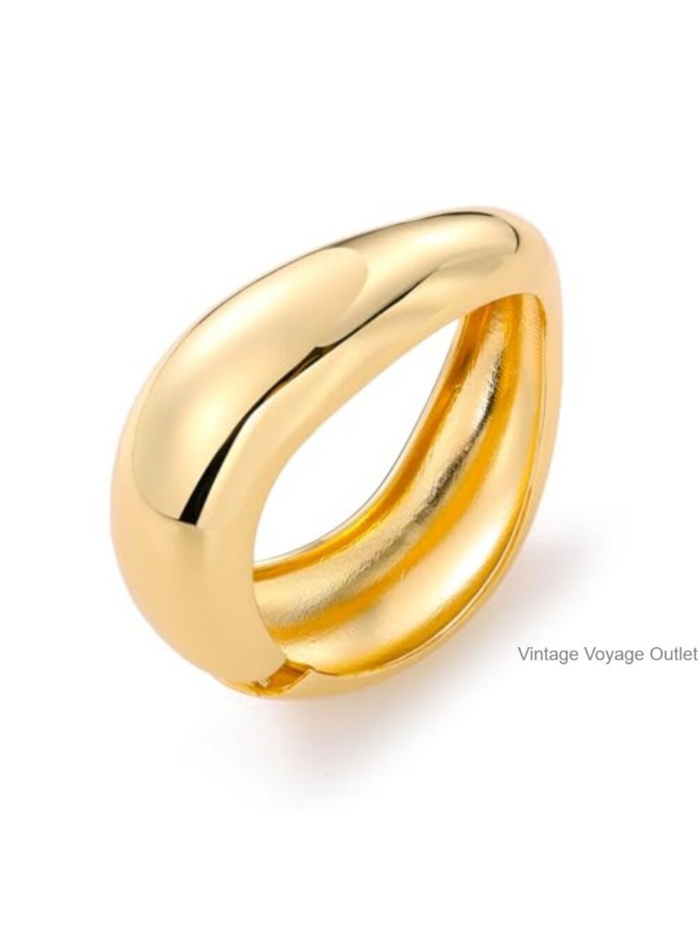 Gold Tone Chunky Cuff Bangle Bracelet Set Mixed Styles Stackable